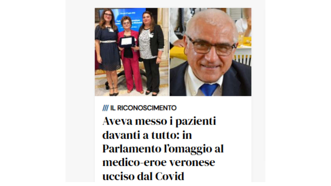 Clicca per accedere all'articolo A Montecitorio l’omaggio a Graziano Ghirelli, il medico veronese scomparso nel 2021 a causa del Covid